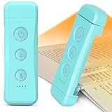 Glocusent USB Rechargeable Book Light for Reading in Bed, Portable Clip-on LED Reading Light, 3 Amber Colors & 5 Brightness Dimmable, Compact & Long Lasting, Perfect for Book Lovers (Blue-Pro Max)
