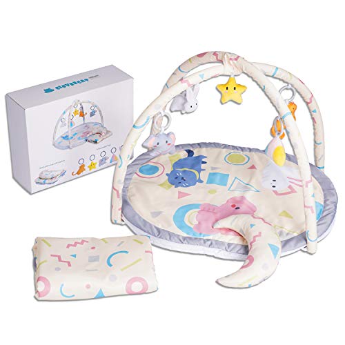 CLOVERCAT Baby Mat Play Gym - Tummy Time Mat with Easy 2 in 1 Washable Soft Cover Playmat for Babies, Safe Gyms Toys for Infants & Toddlers for Early Cognitive Development (Tummy Time Mat)