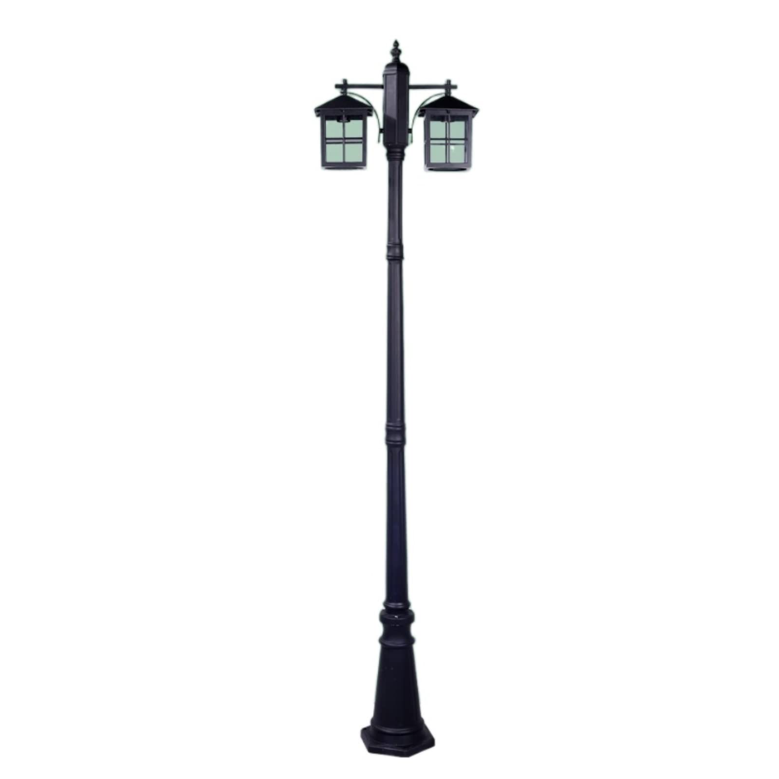2 luci E27 Tradizionale Retro Pilastro da Esterno per vialetto Europeo IP54 Impermeabile Lanterna in Vetro Metallo Nero Alluminio Palo Alto Palo Stradale Giardino Paesagg,Height 2.5m