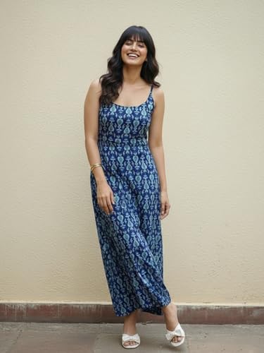 Image of Aahwan White Printed Round Neck Sleeveless Backless Long Indo Western Fusion Dress for Women's & Girl's