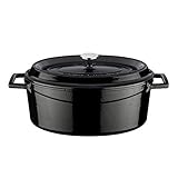 Trois couches de belle porcelaine émaillée sont appliquées sur la fonte finie à la main et sont cuites deux fois pour un maximum de beauté, de durabilité et d'excellentes performances de cuisson