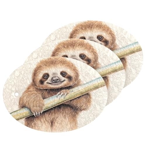 Takiito Sloth Scrub Sponge 3 Pack, Absorbent Cleaning Sponges for Dishes Pots Pans Kitchen, Non-Scratch Scrubber