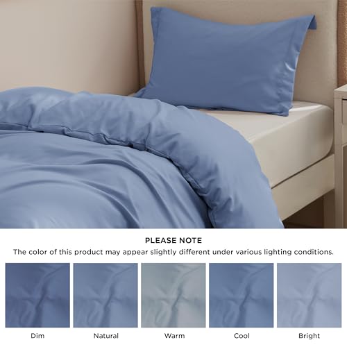 Image of Bedsure Twin /Twin XL Duvet Cover, Double Brushed Bedding Set, Slate Blue | For Kids & Adults, 68 inchx90 inch Comforter Cover, Hotel Luxury, All Season, Breathable, Easy Care, Lightweight, Zipper Closure