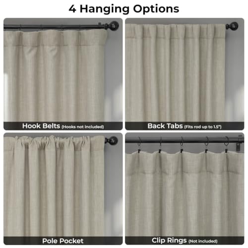 Image of Faux Linen Extra Wide Curtains (1 Panel) - 100W X 84L, Oatmeal
