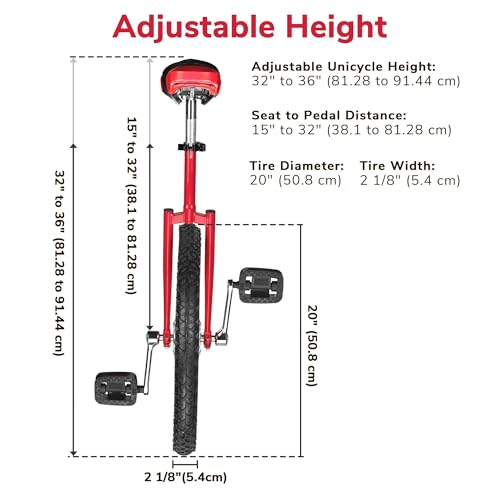 Image of AW 16 /18 /20 /24 Inch Wheel Outdoor Unicycle Adjustable Seat Exercise Bicycle Fit Adults Kids Outdoor Sports Fitness Exercise, for Choice