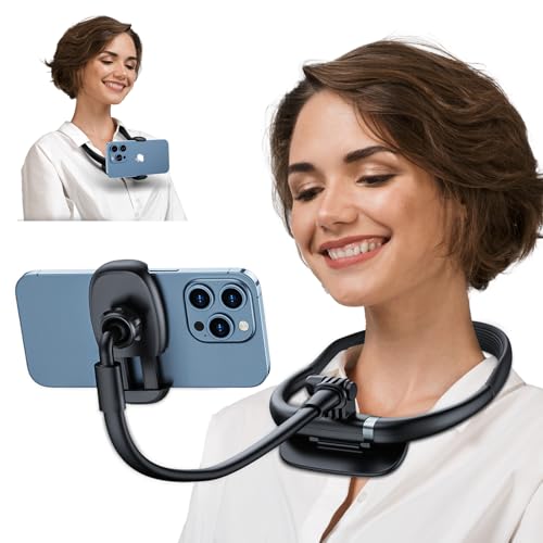Neck Phone Holder Stand for Bed: Neckband Gooseneck Flexible Cellphone Mount for iPhone | Samsung & Other 4-7inch Smartphones
