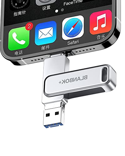 BLANBOK+ MFi-zertifizierter USB Stick für Phone 128GB,Speicherstick für Phone Pad/Android/PC