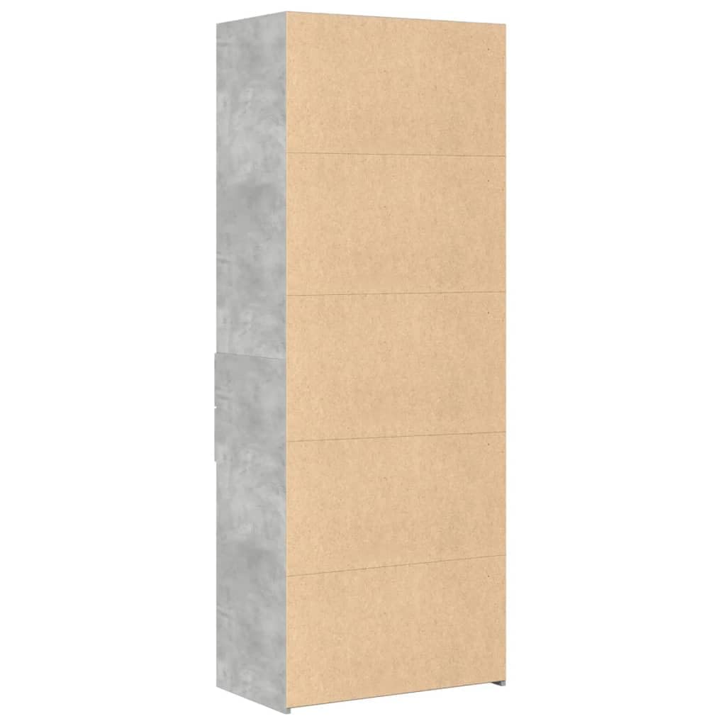 Besenschrank, platzsparend, Mehrzweckschrank, schmal, aus Spanplatte, Grau, Zement, 70 x 42,5 x 185 cm