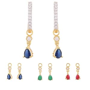 Zeneme Jewellery Earring Gold-Plated Multi-color 5 In 1 Interchangeable Stud Style Jewellery For Women & Girls 1 41beUfjm29L. SL500 . SS300
