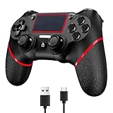 SZYUYU Wireless Controller for Ps4 Romote Compatible with Ps4/Slim/Pro/Windows PC, Controller for Ps4 with 3.5mm Audio Jack, Touch Pad,Six Axis Motion Control, Charging Cable(BLACK RED)