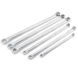  LeTkingok 6PCS Multifonctionnel Super Long Double Anneau Prunier Clé à Prunier Ensemble de Clé Aéronautique, Forte économie D\'effort Métrique 8-21mm