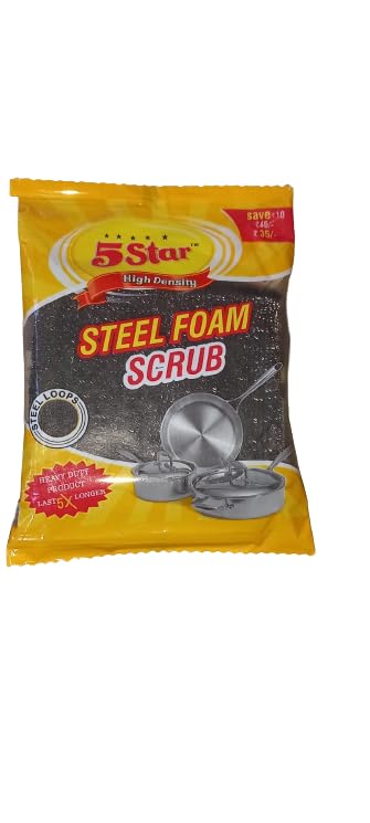 Steel Foam Scrub Multipurpose Steel Foam Pad Sponge Scourer Kitchen Scrubber Suitable for Dish,Utensils,Tiles, WashBasin Scrub Sponge 5 Times Better Than Regular Sponge pad (Pack of 10, Black)