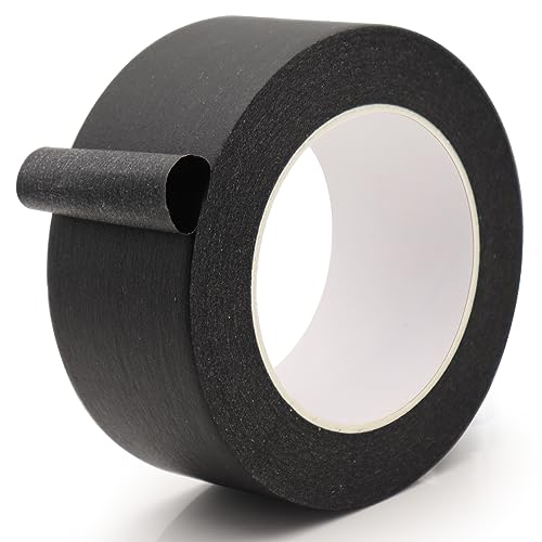 Image of Black Masking Tape, 2 Inch x 55 Yards, for Wall Painting | Multi-Purpose for Painting, Building, Labeling, Edge Finishing & DIY Projects