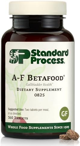 Standard Process A-F Betafood - Gluten-Free Liver Support, Cholesterol Metabolism, and Gallbladder Support Supplement with Vitamin A, Iodine, Vitamin B6-360 Tablets
