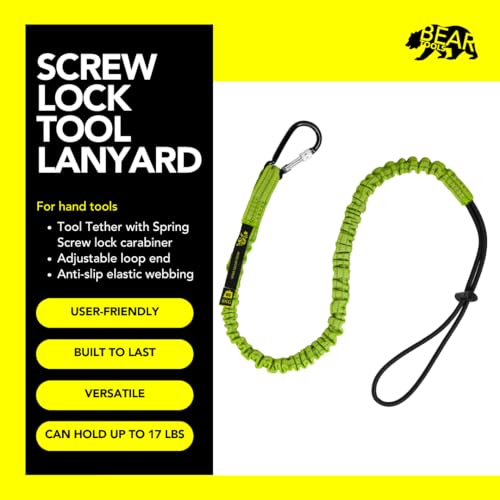 3 Foot Safety Tool Lanyard, Tough Scaffold Hard Hat Lanyard with Carabiner, Adjustable Loop End, Ultra-Durable, Premium Quality Materials Ideal for Scaffold, Tools, Construction 1PK Green (0921GS)