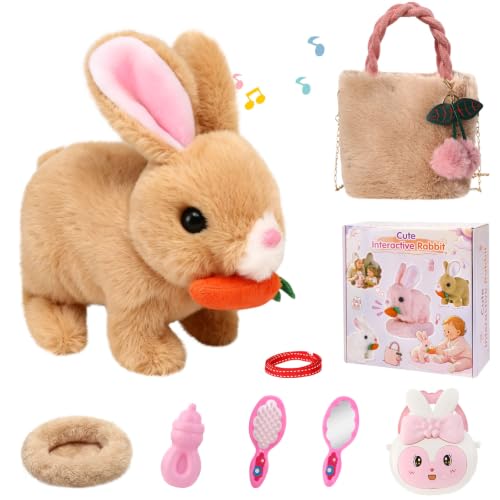 Emoin Interactive Hopping Bunny Pretend Care Playset, 8 Pieces
