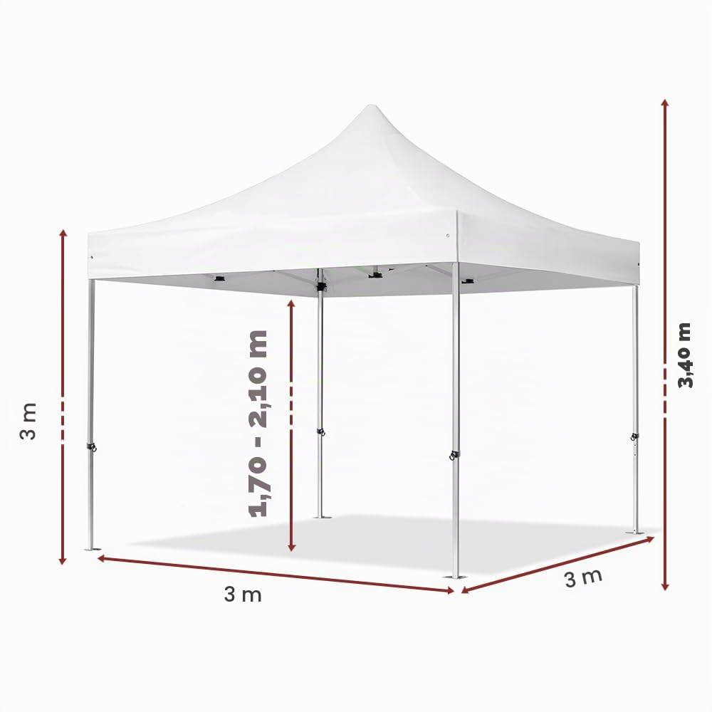Gazebo richiudibile in alluminio professionale struttura esagonale Market-Pro 3X3 Bianco impermeabile