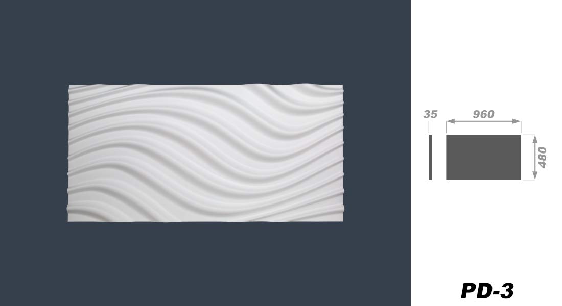 Paneles 3D Styrofoam | Paneles EPS | Revestimiento de paredes y techos | Impermeable | Paneles decorativos | 3 dimensiones | 96x48cm | PD-4