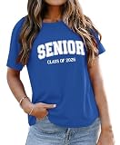 sjosio Senior Class of 2026 Shirt Senior 2026 Shirt Class of 2026 T-Shirt Women Tee Royal Blue