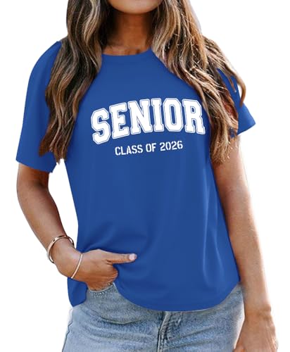 sjosio Senior Class of 2026 Shirt Senior 2026 Shirt Class of 2026 T-Shirt Women Tee Royal Blue