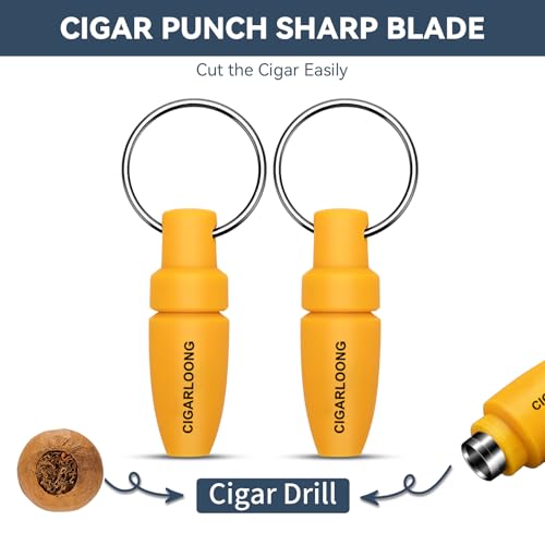 Demcigar Cigar Punch, Sharp Cutter Punch with Key Chain, Mini Portable Cigar Opener Tool for 7 mm Drill,2 Pack (Black)