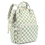 Dezcrab Laptop Backpack for Women, Corduroy College School Backpack Bookbag 15.6 inch Business Computer Travel Backpack (Checkered Green)