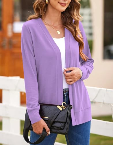 Image of Womens Casual Lightweight Long Sleeve Cardigan Flowy Soft Open Front Knit Cardigan Sweaters
