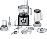 Bosch Robot da Cucina Multifunzione Compatto MCM3501M, Oltre 50 Funzioni, 800 W, Ciotola 2,3 L, Accessorio Frullatore e Tritatutto Inclusi, Tanti Accessori per Macinare, Affettare, Impastare, Nero