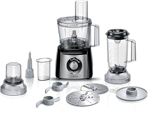 Bosch MultiTalent 3 Robot da Cucina Multifunzione Compatto - Oltre 50 Funzioni, 800 W, Ciotola 2,3 l, Accessori per Tagliare, Macinare, Affettare, Impastare, Grattugiare, Montare e Tritare Ghiaccio Robot da cucina 800W Nero