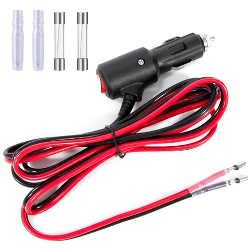 GUNGY Zigarettenanzünder Stecker mit Schalter 12 V/24 V Autostecker mit 2M Verlängerungskabel 14AWG Zigarettenanzünder Steckerkabel mit Sicherung 15A für Auto LKW Wohnmobil