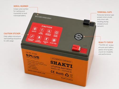 Image of EPLUS Shakti 12V 15Ah Lithium Battery with BMS | 5X Life vs Lead Acid | Fast Charging | for Solar, Spray Pump, Toys