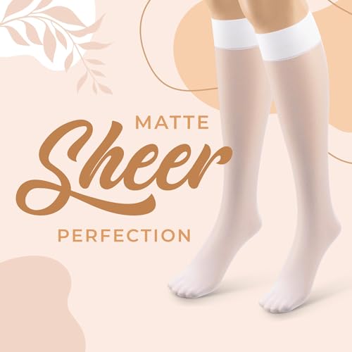 Image of Silky Toes Sheer Knee High Stockings for Women, 6 Pairs Nylon Trouser Socks ﻿With Comfort Top