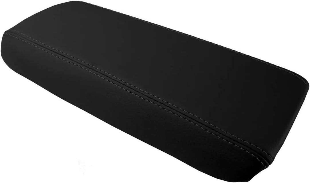 PVC Console Lid Pull Over Cover Compatible with Chrysler 300 1999-2004 (Black, Gray Stitch)