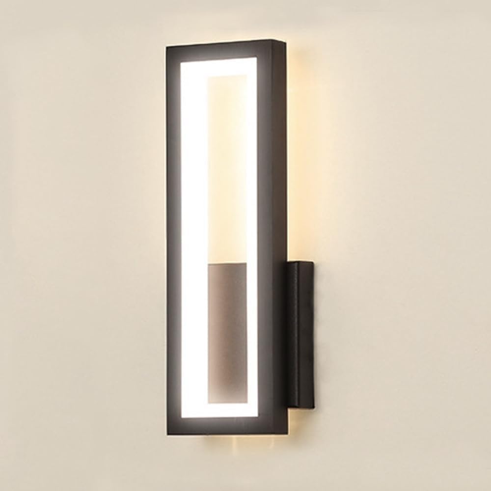 Hertl Slim Rectangular Wall Sconces with Black Finish, Metal Frame Wall Light with Acrylic Shade, Modern LED Wall Lamp, Surface Mount Sconce Lights, Bedside Lighting Wall Lamps (Color : Three-Color L