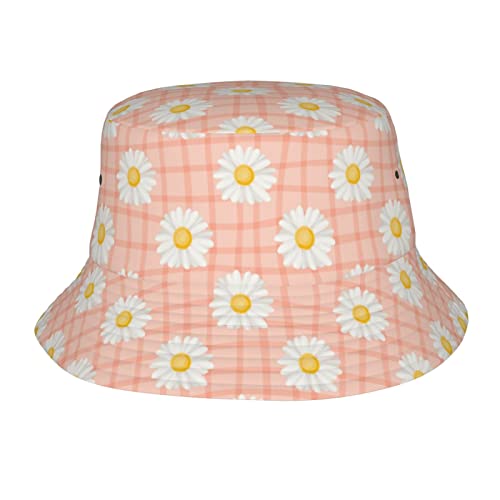 Daisy Cute Pink Flower Bucket Hat For Women Men Summer Sun Cap Fashion Outdoor Fisherman Hat #TOP20