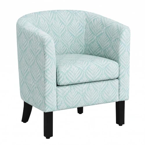 Image of BELLEZE Upholstered Barrel Accent Chair - Frond Blue