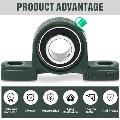 Image of Gisafai 4 Pcs UCP205-16 Pillow Block Bearing with 1 inch Bore Flange Mounted Pillow Block Ball Bearing Self Alignment Cast Iron Housing Steel Unit for Industry, Green