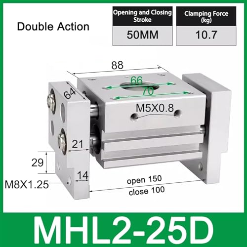 Vérin pneumatique compact MHL2 à double effet et large course - 3