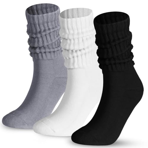 6 Paires Rétro Chaussettes Slouch, Chaussettes De Sport Rembourrée Coton Taille 35-41 (FR/ES, Alpha/lettres, Taille unique, Taille normale, Taille normale, Standard, Blanc/Gris/Noir)