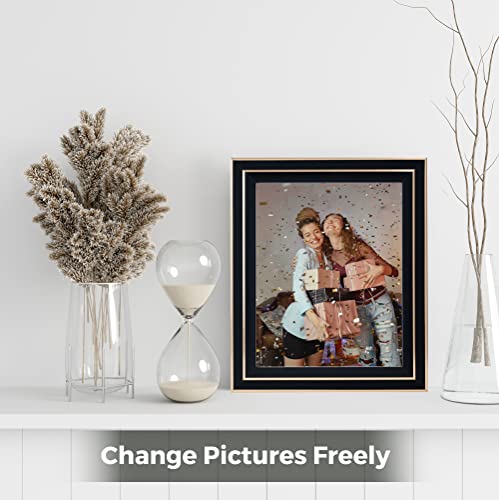 Artbyhannah 4 Pack 8X10 Inch Modern Black Gold Picture Frame Set With High Definition Glass For Tabletop Display And Wall Mounting Photo Frame For Wedding Or Home Decoratin #TOP6