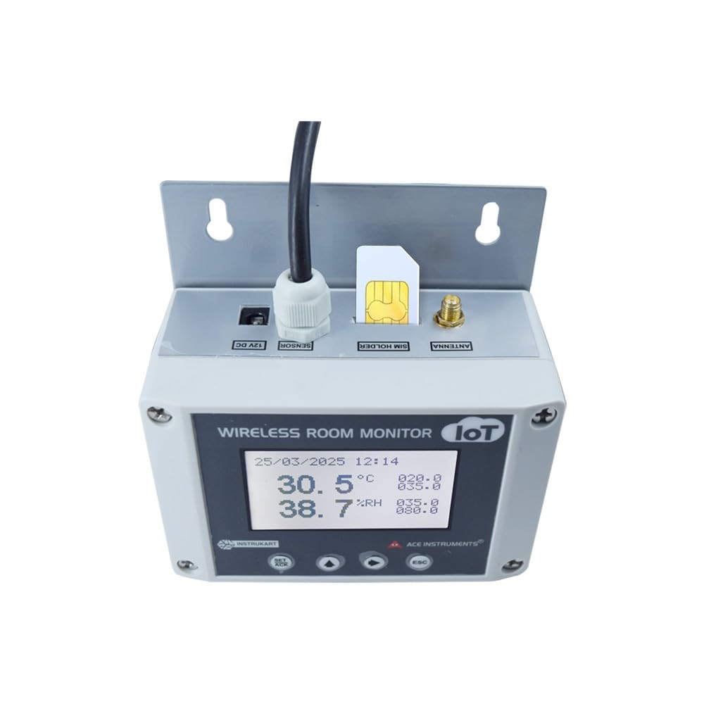 Server Room Temperature and Humidity Monitor (Only SMS – 4G/LTE Version) for Data Centers, Seed Storages, Warehouse, Greenhouse, Pharmaceuticals, Alert room monitor Model: RHTx-SMS 1
