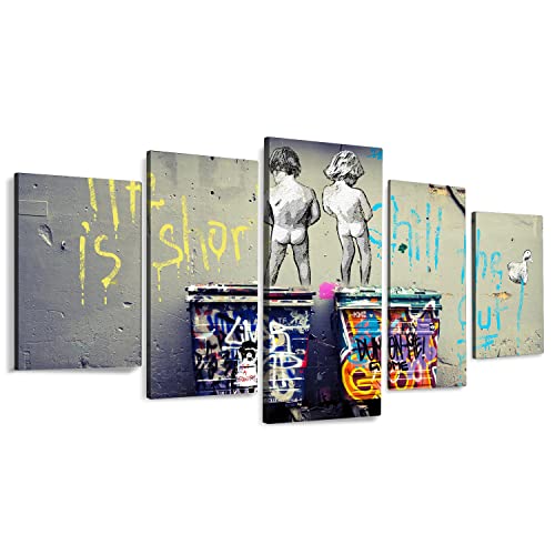 5枚 アートパネル Banksy ポスター バンクシー落書きアート 油絵 絵画 世界名画 複製画 アートパネル アートポスター フレーム 防湿 キャンバスア けやすい インテリア絵画
