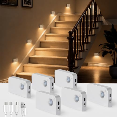 Image of L LOHAS LED Motion Sensor Night Light, Stair Lights Indoor, 1000mAh, 6 Pack