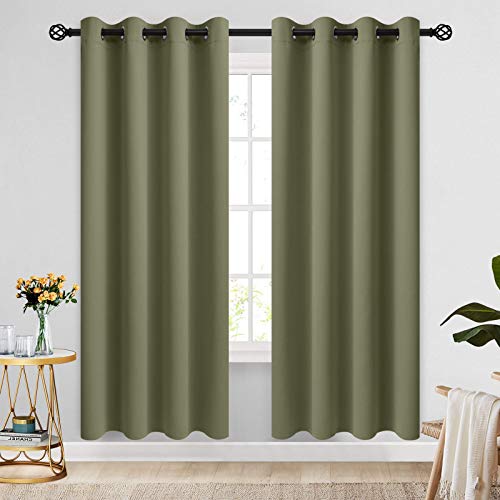 Image of COSVIYA Grommet Blackout Room Darkening Sage Curtains 72 inch Length | Thick Polyester Light Blocking Insulated Thermal Window Curtain Drapes for Bedroom /Living Room,52x72 inches,2 Panels