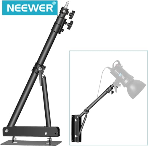 Image of NEEWER Triangle Wall Mount Arm for Photography Studio Strobe Monolight | For Softboxes, Umbrellas, Reflectors, Flexible Rotation 180 Degrees, Maximum Length 180 cm, Black