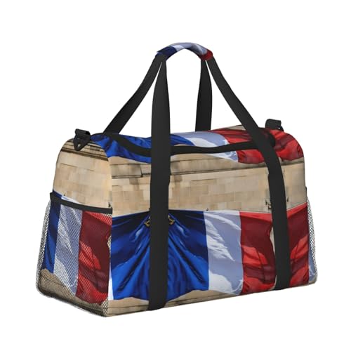 Bolsa de viaje plegable e impermeable de gran capacidad con diseño de bandera francesa 3