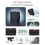 BAGSMART Carry On Luggage 22x14x9 Airline Approved with Spinner Wheels,Lightweight 20 Inch Luggage with TSA Lock,Expandable Hard Shell Carry On Suitcases for Men Women,Black - Image 3