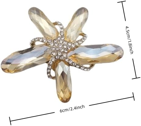 Women Fashion Starfish Shoe Clips - Bling Rhinestone Crystal Wedding Bridal Shoe Charms Pair - Image 3