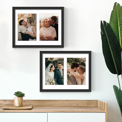 Image of DUENPY 8.5x11 Double 5x7 Picture Frame Double Picture Frame Displays Two 5x7 inch Photos Available Horizontal Wall Mounting Display and Vertical Black