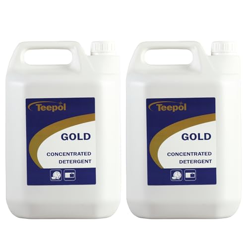 Teepol Gold Concentrated Detergent - Dishwashing Liquid 2x5L - Dish Soap & Floor Cleaner, Multi Surface Cleaner for Oil, Dirt, Grease Removal - PH-Neutral Washing Up Liquid for Home & Business